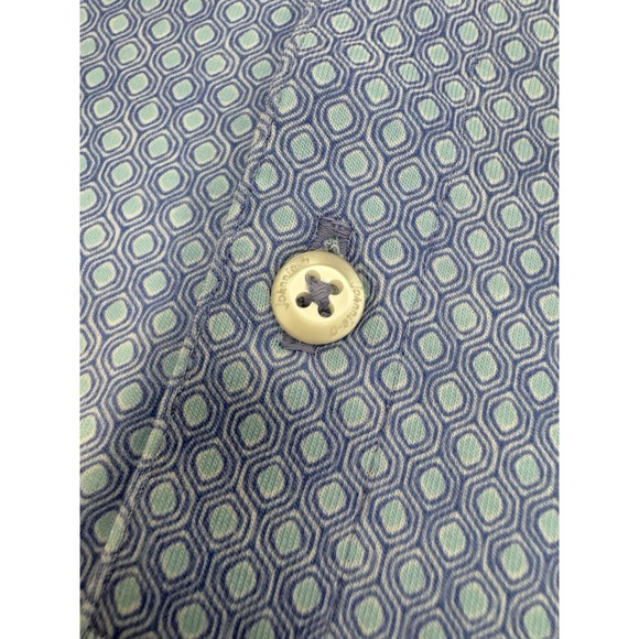 NWT johnnie-O PUDDLES Top Shelf Geometric Print Golf Polo Shirt Blue SMALL $110 - Picture 6 of 9